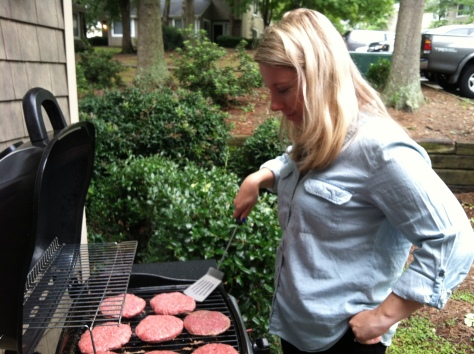 Grill master at work. 
